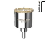 MOLLOM (48mm | 1-7/8") Scie Cloche Diamantée avec 2 Mèches Pilotes Amovibles pour une Coupe Lisse sur les Carreaux en Porcelaine, Verre, Céramique, Marbre, Fibre de Verre, etc