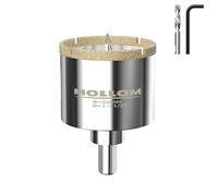 MOLLOM (50mm | 1-31/32") Scie Cloche Diamantée avec 2 Mèches Pilotes Amovibles pour une Coupe Lisse sur les Carreaux en Porcelaine, Verre, Céramique, Marbre, Fibre de Verre, etc