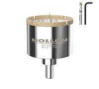 MOLLOM (53mm | 2-1/16") Scie Cloche Diamantée avec 2 Mèches Pilotes Amovibles pour une Coupe Lisse sur les Carreaux en Porcelaine, Verre, Céramique, Marbre, Fibre de Verre, etc