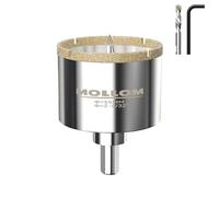 MOLLOM (55mm | 2-5/32") Scie Cloche Diamantée avec 2 Mèches Pilotes Amovibles pour une Coupe Lisse sur les Carreaux en Porcelaine, Verre, Céramique, Marbre, Fibre de Verre, etc