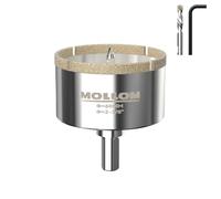 MOLLOM (60mm | 2-3/8") Scie Cloche Diamantée avec 2 Mèches Pilotes Amovibles pour une Coupe Lisse sur les Carreaux en Porcelaine, Verre, Céramique, Marbre, Fibre de Verre, etc