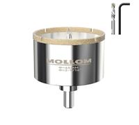 MOLLOM (65mm | 2-9/16") Scie Cloche Diamantée avec 2 Mèches Pilotes Amovibles pour une Coupe Lisse sur les Carreaux en Porcelaine, Verre, Céramique, Marbre, Fibre de Verre, etc