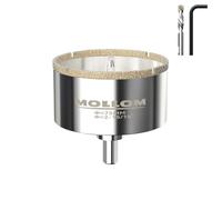 MOLLOM (75mm | 2-15/16") Scie Cloche Diamantée avec 2 Mèches Pilotes Amovibles pour une Coupe Lisse sur les Carreaux en Porcelaine, Verre, Céramique, Marbre, Fibre de Verre, etc