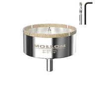 MOLLOM (80mm | 3-1/8") Scie Cloche Diamantée avec 2 Mèches Pilotes Amovibles pour une Coupe Lisse sur les Carreaux en Porcelaine, Verre, Céramique, Marbre, Fibre de Verre, etc