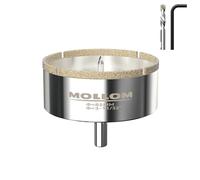 MOLLOM (85mm | 3-11/32") Scie Cloche Diamantée avec 2 Mèches Pilotes Amovibles pour une Coupe Lisse sur les Carreaux en Porcelaine, Verre, Céramique, Marbre, Fibre de Verre, etc