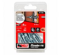 Generique Chevilles métalliques Molly M11006-XJ - 4x33 mm, vis M4, gris - Lot de 10