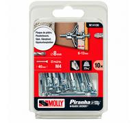 Molly Chevilles métalliques à expansion Ø 4 x 33 mm avec vis M4 à tête cylindrique - Lot de 25