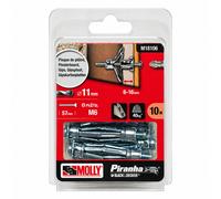 Molly Chevilles métalliques à expansion Ø 6 x 50 mm avec vis M6 à tête cylindrique - Lot de 10
