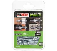 Molly M101010-XJ Molly Multi Chevilles métal avec vis agglo, Gris, Set de 10 Pièces