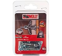 Molly M11110-XJ Chevilles métalliques à expansion avec vis M5 Ø11mm, 5 x 36 mm, Gris, Set de 16 Pièces