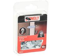 Molly M60010-XJ Crochets plats pour vis Ø 3.5/4 mm, Gris, Set de 10 Pièces