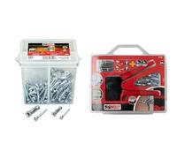 Molly M71020X-XJ Seau de 100 Chevilles, Gris & Kit de 20 Chevilles de Fixation - 10 Chevilles 4 x 33mm et 10 Chevilles 5 x 36mm + Pince de Pose, Gris, Set de 27 pièces M71925-XJ