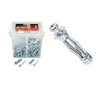 Molly M71020X-XJ Seau de 100 Chevilles, Gris & M18150PB-XJ Chevilles métalliques 50 pièces 6x50 mm + vis - matériaux Creux - Conditionnement Pro, Gris, Set de 100 pièces