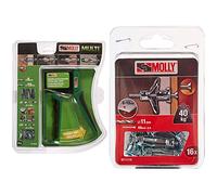 MOLLY Valibox de 30 Chevilles, Gris, 1 pince verte, Vert,Set de 31 Pièces M100800-XJ & M11110-XJ Chevilles métalliques à expansion avec vis M5 Ø11mm, 5 x 36 mm, Gris, Set de 16 Pièces
