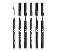 Molotow Blackliner Brush Tip S Lot de 6 feutres à pointe pinceau (pointe fine avec encre permanente indélébite) Noir
