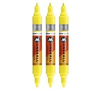Molotow mo227429 ONE4all Acrylic Twin pour charpentier, jaune fluo Fluorescent, Lot de 3