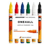 MOLOTOW Marqueurs acryliques One4All 127HS – Lot de 6, trait 2,0 mm, permanent, rechargeables