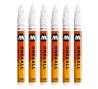 Molotow One4All 127HS Lot de 6 marqueurs acryliques (épaisseur de trait de 2,0 mm, haute couverture et permanente, résistants aux UV, pour presque toutes les surfaces) Couleur 160 Blanc signal