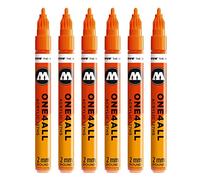 Molotow One4All 127HS Lot de 6 marqueurs acryliques (épaisseur de trait de 2,0 mm, haute couverture et permanente, résistants aux UV, pour presque toutes les surfaces) Couleur 085 dare Orange