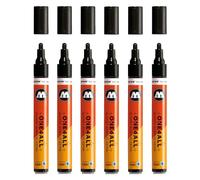 Molotow One4All 227HS Lot de 6 marqueurs acryliques brillants (épaisseur de trait 4,0 mm, brillants, très couvrants et permanents, séchage rapide, rechargeables, pour presque toutes les surfaces)