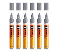 Molotow One4All 227HS Lot de 6 marqueurs acryliques (épaisseur de trait 4,0 mm, haute couverture et permanente, résistants aux UV, pour presque toutes les surfaces) Couleur 203 Gris pastel