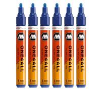 Molotow One4All 227HS Lot de 6 marqueurs acryliques (épaisseur de trait 4,0 mm, très couvrant et permanent, séchage rapide, rechargeables, pour presque toutes les surfaces) Couleur 248 lacs bleu nuit