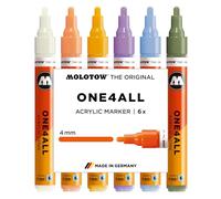 Molotow One4All 227HS Lot de 6 marqueurs acryliques pastel modernes (épaisseur de trait 4,0 mm, couvrant et permanent, séchage rapide, rechargeables, pour presque toutes les surfaces)