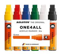 Molotow One4All 627HS Basic Lot de 6 marqueurs acryliques (épaisseur de trait 15,0 mm, fort couvrant et permanent, séchage rapide, rechargeables, pour presque toutes les surfaces)