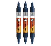 Molotow One4All Lot de 3 marqueurs acryliques Twin (épaisseur de trait 1,5 mm et 4 mm, haute couverture et permanent) Couleur 027 Bleu pétrole