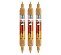 Molotow One4All Lot de 3 marqueurs acryliques Twin (épaisseur de trait 1,5 mm et 4 mm, très couvrante et permanent) Couleur 108 ocre clair