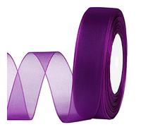 molshine 25mm x 45m/rouleau Ruban en organza transparent scintillant,rubans en tissu mousseline pour guirlande de bouquets,nœud papillon,mariage,emballage cadeau,cheveux,artisanat (Violet)