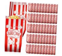 MOLUCKFU 100 Sachets en Papier à Popcorn Rayés 9x22 Cm - Paquet Alimentaires Individuels pour Friandises, Snacks et Bonbons - Usage Fête, Cinéma et Goûter - Emballage Pratique pour Popcorn