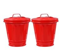 MOLUCKFU 2 Pièces Mini Poubelle de Table en Fer Galvanisé Rouge | Seau Couvercle, Usage Bureau et Desktop, Style Simple Décoratif, Structure Robuste, Peu Encombrant