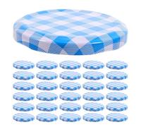 MOLUCKFU 80 Couvercles Hermétiques en Fer-Blanc à Carreaux Bleus pour Bocaux Mason 58 MM Couvercles de Rechange pour Bocaux de Conservation Alimentaire Polyvalents Étanches et Résistants