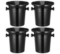 MOLUCKFU Lot de 4 Seaux à Glace en Plastique Noirs, Seau à Vin Pétillant Rond à Double Oreille, Crachoirs à Vin pour Dégustation, pour Bars et Soirées Dégustation
