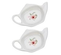 MOLUCKFU Porte Sachet de Thé en Céramique 2 Pièces Assiettes à Sachets de Thé Élégantes et Faciles à Laver Repose-Sachet Maison Salon