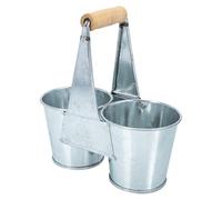 MOLUCKFU Seau Rustique à Fleurs séchées en Fer argenté, Double Cylindre, léger et Portable, pour Plantes et Fleurs en intérieur