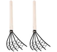 MOLUCKFU Set 2pcs râteau à Main 5 Dents 15 Pouces en Fer, Outil de Plage léger avec poignée Ergonomique, pour Creuser Coquillages et palourdes en mer