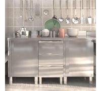 Molumvel Ensemble de 3 meubles de restauration en acier inoxydable avec | Métal robuste, poste de travail flexible, idéal pour les grandes cuisines et la restauration