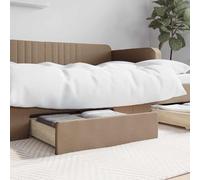 Molumvel Lot de 2 tiroirs de lit sous le lit, cappuccino, commode sous le lit en bois avec housse en cuir synthétique, espace de rangement pour chambre à coucher
