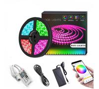 Molyqiu® Ruban à Led Connectée WiFi 15M 450 LEDs 5050 RGB Étanche IP65 OT03 Kit Bande Multicolore Flexible avec Télécommande