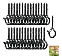 Molythrix Lot de 30 pitons à visser noirs anneau ressort crochet suspension | Acier carbone zingué noir, fermeture ressort anti-chute, longueur 53mm, bois et béton intérieur extérieur, plantes guirlandes