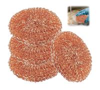 MOLZINY 4 Pièces Eponge Cuivre pour Cuisine Grattoir Cuivre Vaisselle Chiffons de Nettoyage en Cuivre Paille De Cuivres Eponge Grattoir Cuivres Réutilisable pour Vaisselle,casseroles,poêles