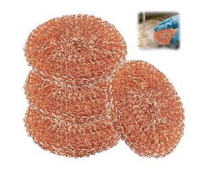 MOLZINY 4 Pièces Eponge Cuivre pour Cuisine Grattoir Cuivre Vaisselle Chiffons de Nettoyage en Cuivre Paille De Cuivres Eponge Grattoir Cuivres Réutilisable pour Vaisselle,casseroles,poêles