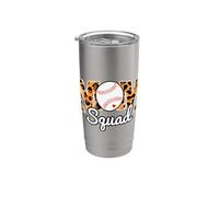 Mom Squad Imprimé Léopard Baseball Mère Femme Sport Gobelet isotherme en acier inoxydable double paroi