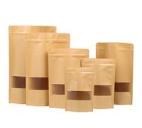 MOMAHUA 50 Pcs Sac Kraft avec Fermeture, 16x23cm Brun Sac Papier avec Fenêtre, Sachet Craft, Sac Cadeau, Pochette Pochon Kraft Zip Réutilisable Refermables pour Stockage Aliments Café Collations