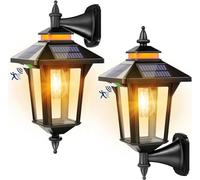 Moman Appliques Solaires Extérieures, Lampe Solaire Exterieur Vintage avec Détecteur de Mouvement 3 Modes IP65 Étanche pour Jardin Patio 2Pcs, Projecteur-Solaire-Exterieur-Eclairage-Lampe
