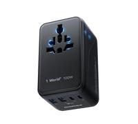 MOMAX Adaptateur Prise Universelle 100W, Adaptateur Voyage avec 2CA 2 USB C et 2 USB A, Adaptateur Universel de Voyage France vers Anglaise UK Irlande USA Canada Australie Chine Japon Thaïlande