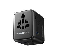 MOMAX Adaptateur Prise Universelle 35W, Adaptateur Voyage avec 2CA 2 USB C et 2 USB A, Adaptateur Universel de Voyage France vers Anglaise UK Irlande USA Canada Australie Chine Japon Thaïlande