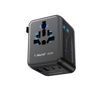 MOMAX Adaptateur Prise Universelle 45W, Adaptateur Voyage avec 2CA 3 USB C et 2 USB A, Adaptateur Universel de Voyage France vers Anglaise UK Irlande USA Canada Australie Chine Japon Thaïlande